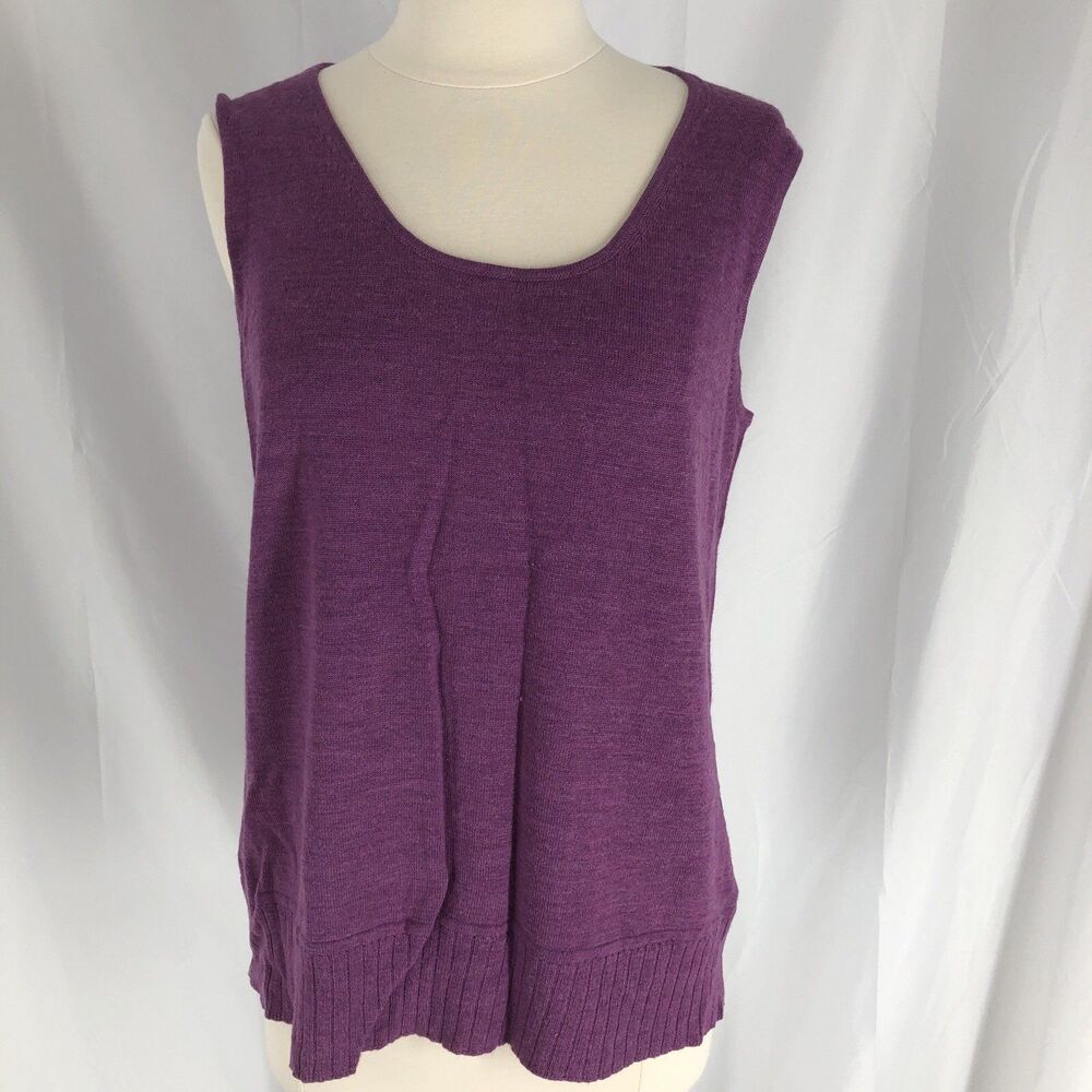 Coldwater Creek Purple Round Neck Sleeveless Sweater XL - Picture 1 of 5